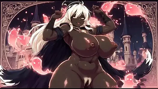 Gadis penyihir gelap menari di kastilnya (animasi Ai)