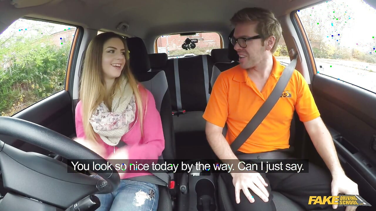 Fake Driving College - Italian Student Stella Cox Seduces Instructor for a Fast Hardcore Driving Pass