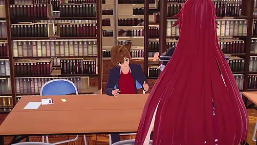 Akeno halka açık bir kütüphanede bana sakso çekiyor - dxd ntr madness series