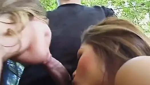 Hot Outdoor Lesbian and Group Sex with Passionate Pussy Eating