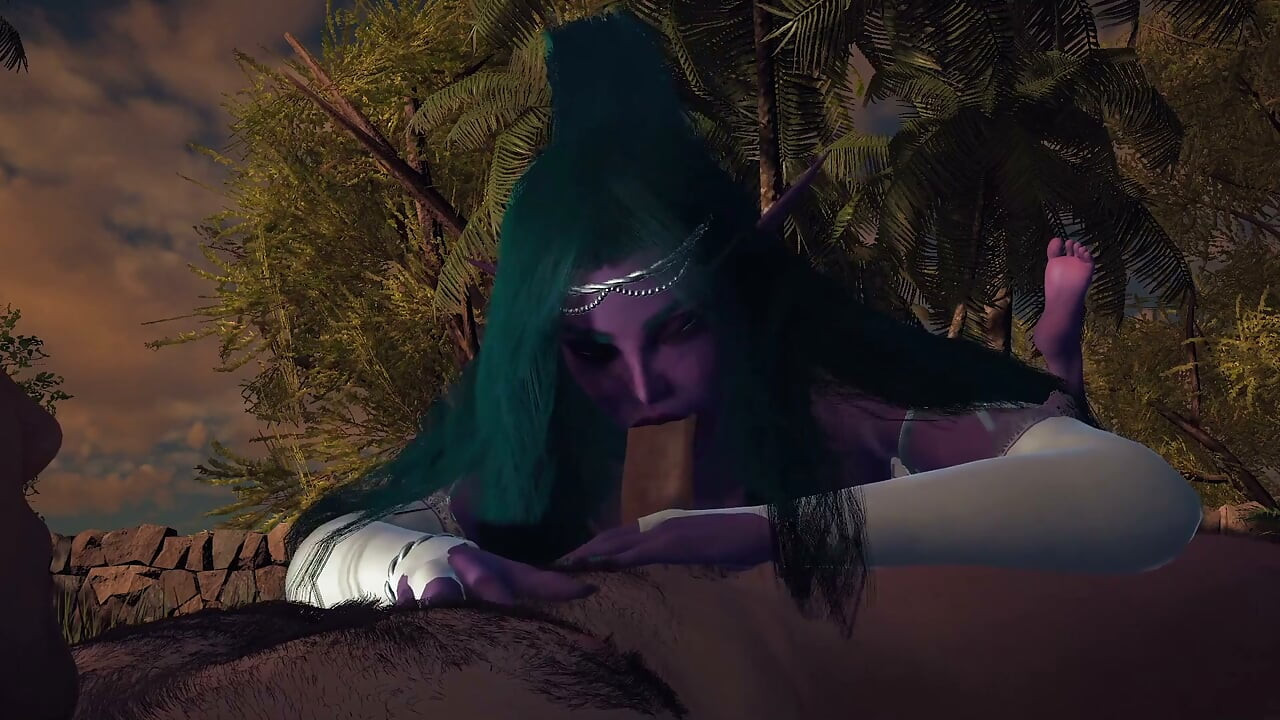Night Elf Princess bahçede sana sakso çekiyor bakış açısı 3 boyutlu porno