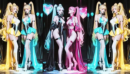 Animes get cum, do cum kissing and swallow