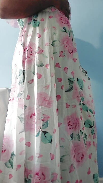 I'm masterbating wearing Split Roses Chiffon Seethrough Silk Frock