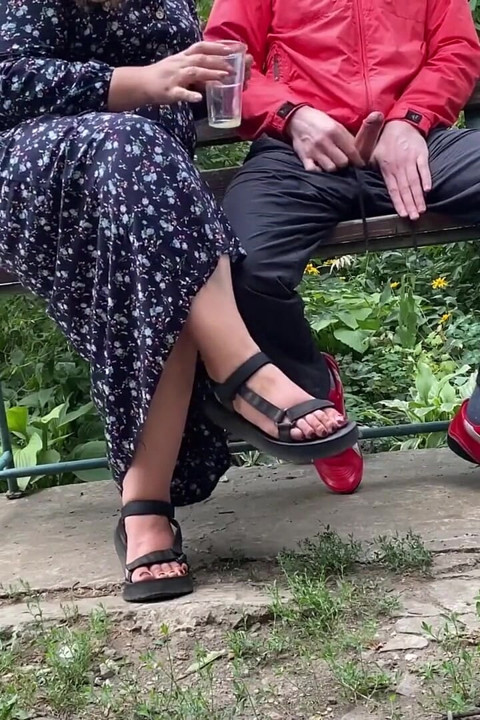 Mature Stepmom Milks My Dick Outdoors in the Park