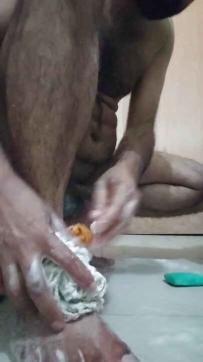 Bathroom enjoing time big dick boy alone