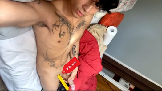 Beautiful 18 year old Milking his Fat Cock while his family is in the other room