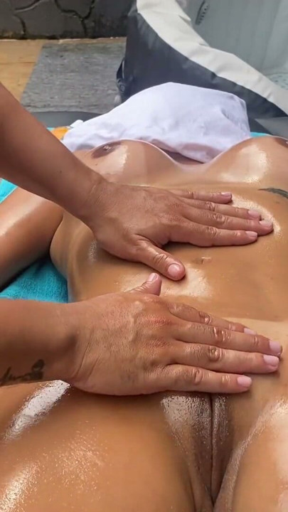 Hot massage session cheating maid with her husband | Clip 1