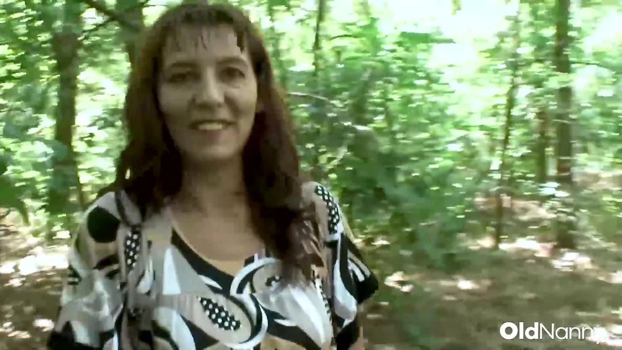 OldNanny - Mature Brunette MILF Fucks And Sucks Hard In The Woods