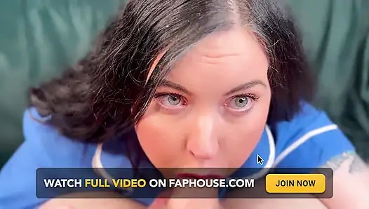 Krankenschwester ffw nimmt dr zu CIM tief in den hals und schluckt sein sperma