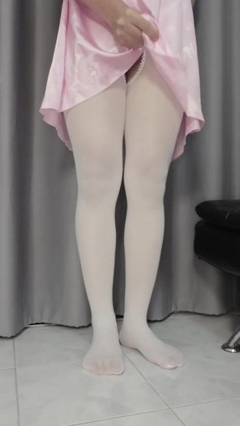 Sissykanisa's Lingerie Collection Ep17: White Open Crotch Pantyhose