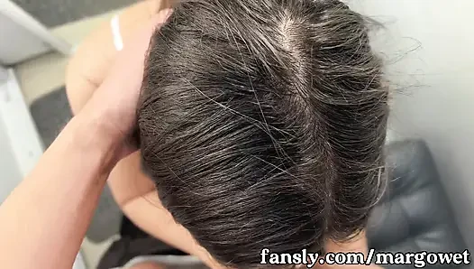 Risky Fitting Room Blowjob & Cumshot on Floor - Almost Caught!