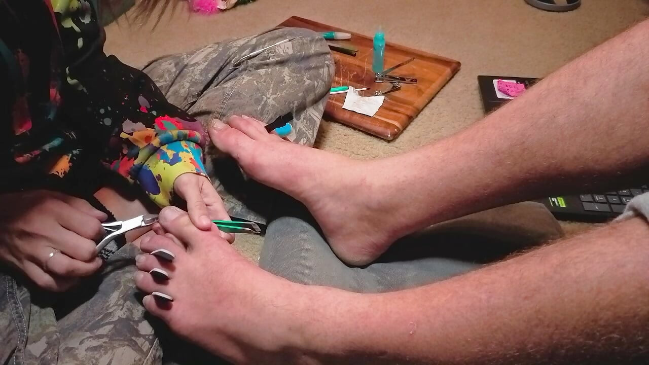 Melody Gives Her Master a Pedicure