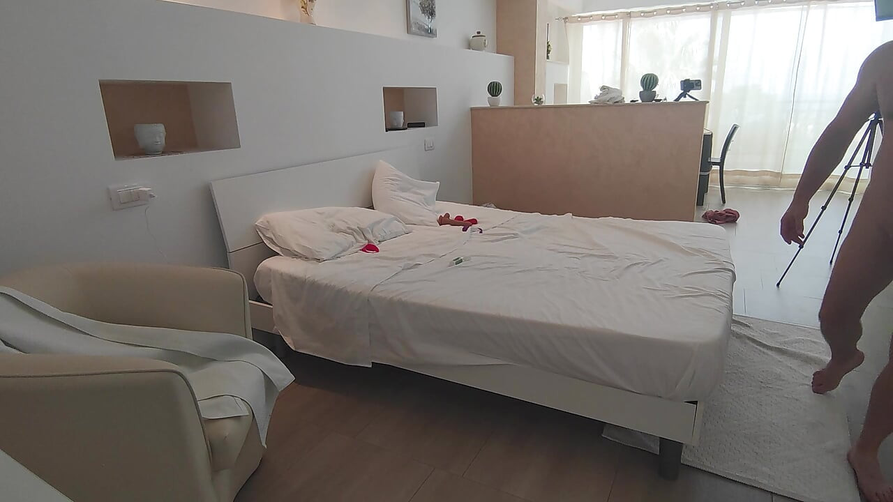 Stepmother on vacation gets fucked by her stepson while waiting for her cuckold husband.