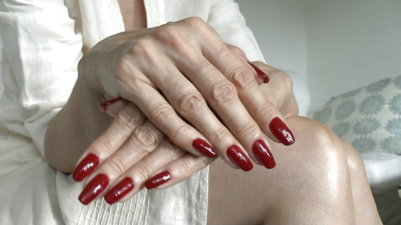 Showing off Beautiful Red Fingernails and Masturbating Inside Your Trousers, Part 2 - Lady Victoria Valente