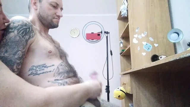 caught me jerking off and helped me cum