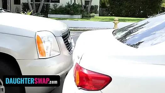 DaughterSwap - Naughty teen besties Joselin Kelly and Raylan Ann swap and fuck their horny stepdads