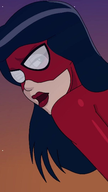 Emotional moment from "Marvel Spider-Woman and She-Venom Rimming"