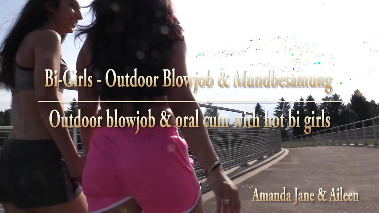 Mamada al aire libre y corrida oral con chicas bi calientes