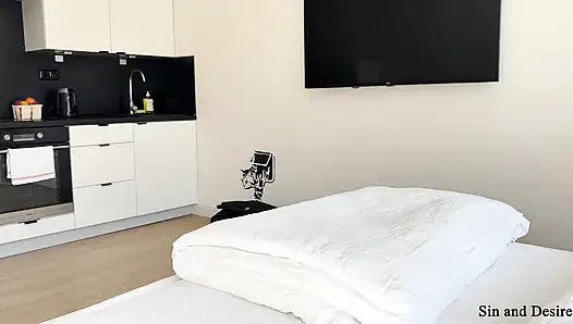 "Sharing is caring." PAWG stepmother shares the hotel bed and her pussy with a stepson