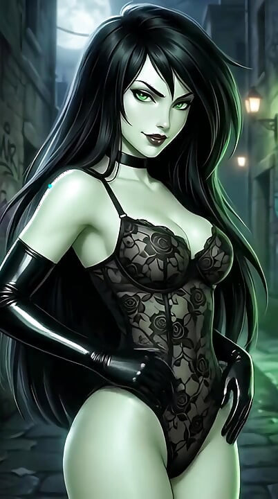 (Yapay zeka tarafından oluşturulur) Shego, Elastigirl, Heloise Nerz ve Mavis