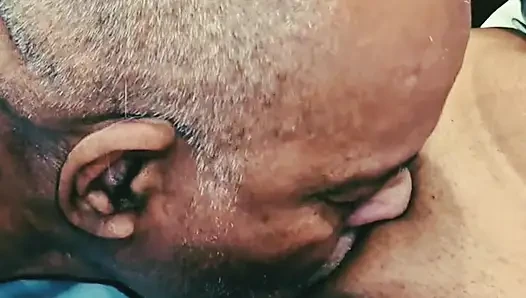 The old man called Tejaswini to the hotel and licked her pussy and drank water