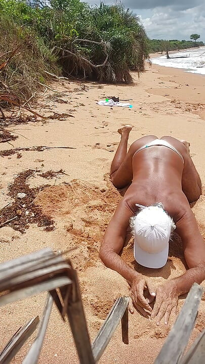 Ladysilva femboy on the beach wearing panties showing off her hot big ass