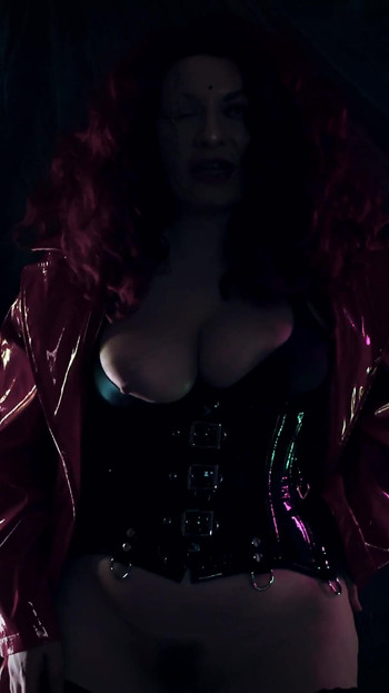 Key moment from "JOI jerk off instructions CEI cum eating instructor - Hot crazy MILF horror porn Evil Arya Grander"