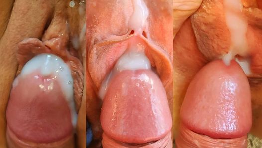 Zusammenstellung von üppigen creampies und sperma in muschi-nahaufnahme von süßer vollbusiger MILF