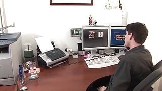 Hot sexy office man calls gay slut for anal sex