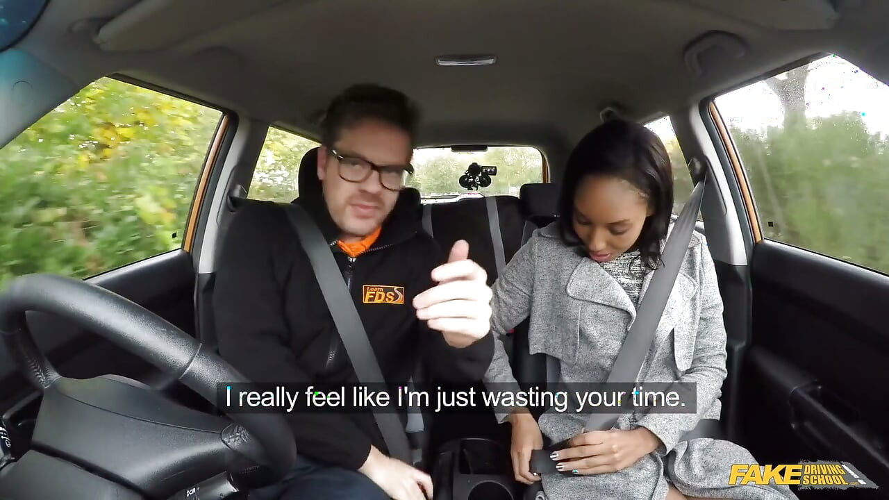 Fake Driving School- Gorgeous Black Sade Fails Her Test in a Car with Ryan & Rides Him Cowgirl Style with Creampie Finish
