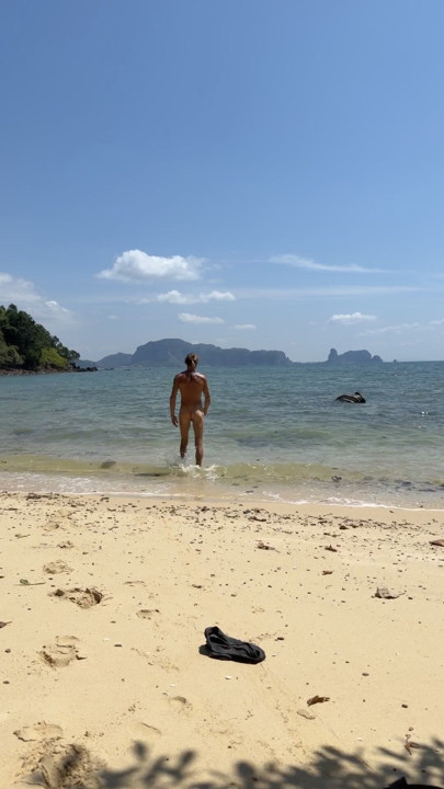 Naked walk on the beach
