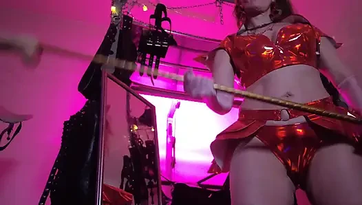 Mistress Eva Latex Fetish Domina Femdom Goddess Gold Boots Big Ass BDSM Solo