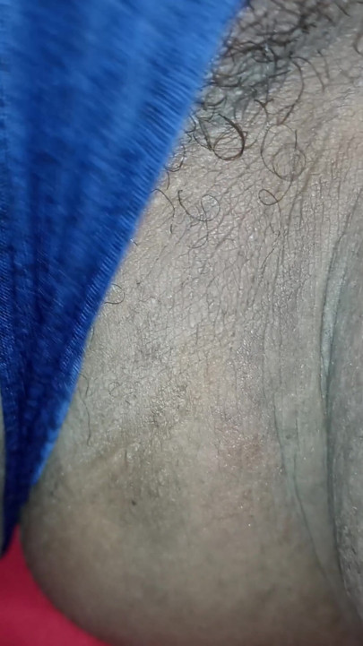 I push my wife's panties aside to see her fat, hairy pussy | Clip 2
