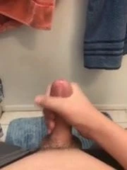 19 yr old white boy jerks off 5in cock in bathroom