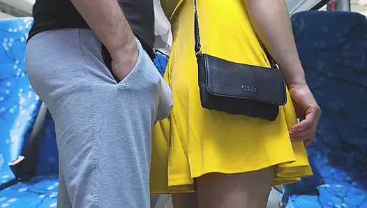 Stranger Touch her Butt without permission with his erection and CUMS Hard Inside Bus Vehicle by Girl's Hand