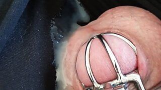 Ruined orgasm in chastity cage