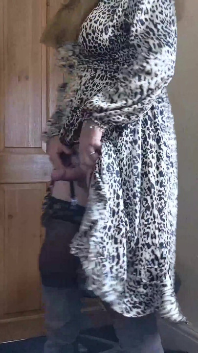 Spectacular moment from "Satin Leopard Dress"