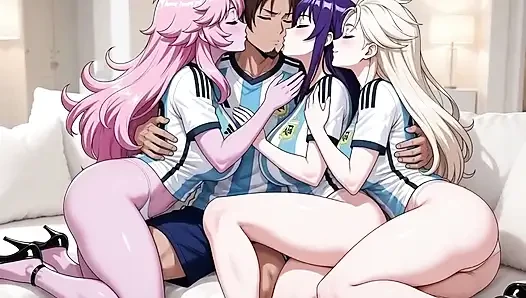 Argentina Fan Fucks 3 Delicious Waifus