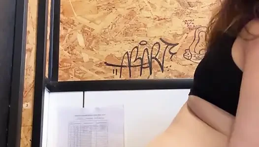 My full naked risky public bathroom masturbation