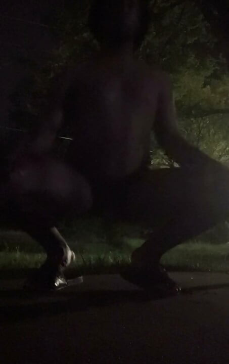 Fooling Around At Night Outside On The Sidewalk Fully Naked Part 1