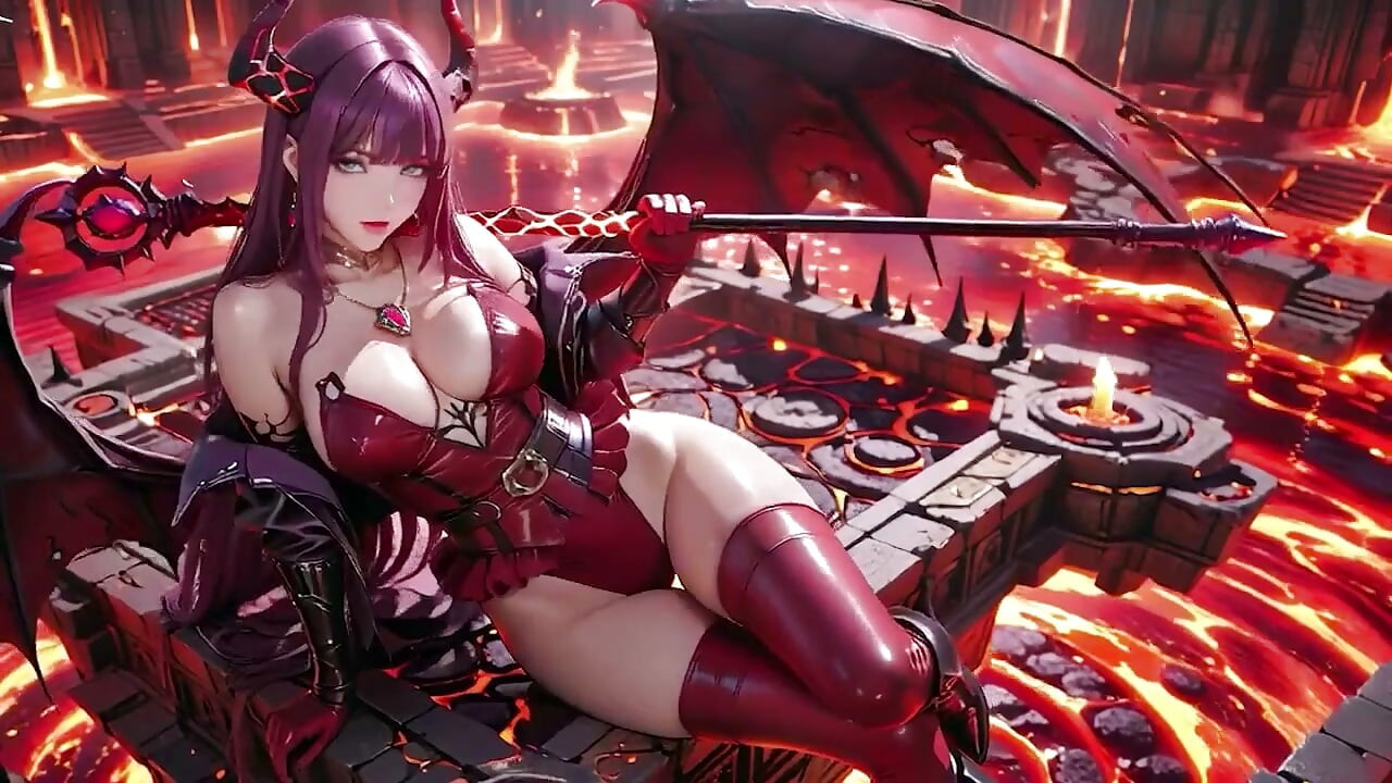 Purple-haired Demon Queen! a Forbidden Feast on the Magma Throne, Red-black Armor Clinging to Scorching Skin!