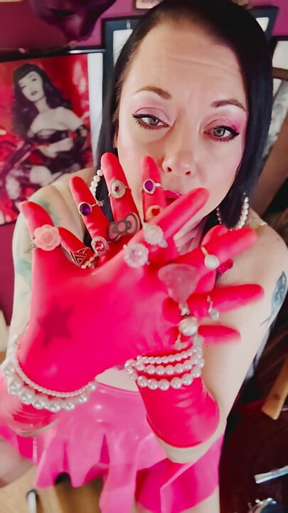 For Those Who Love Latex Gloves & Smoking! Tina Snua Wears Gloves With Rings & Smokes A Cigarette
