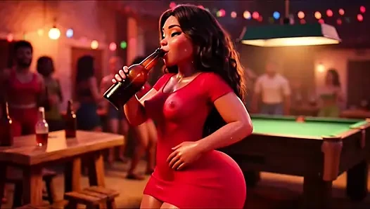 Hot Slim Favelada With Big Ass Dances Wildly At Pagode Gets Naked On Table Then Squats To Pee In Dark Alley