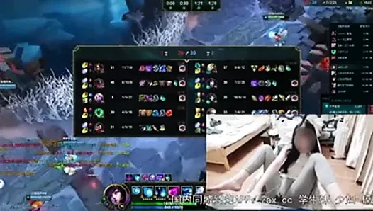 Solo Chinese girl gets wet after playing a game