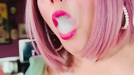 A Sweetheart Fills Her Lungs With Smoke - Tina Snua Smoking A Cork Cigarette - Snap Inhales Smoke Rings Drifting OMI OME