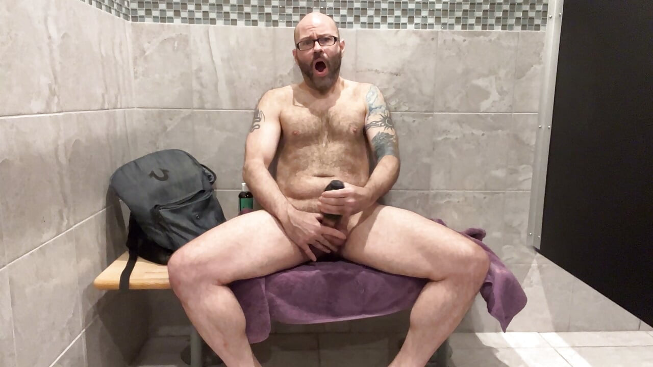 Stepdad loves to workout and jerk off in public locker room at the gym locker room
