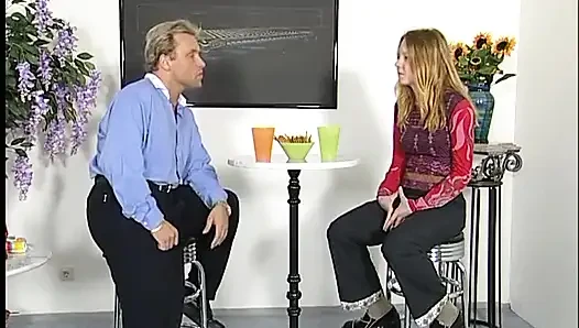 Teen blonde doing casting