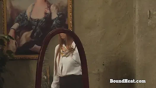 Bound Lesbian Slave Whipped On Bed By Merciless Madame