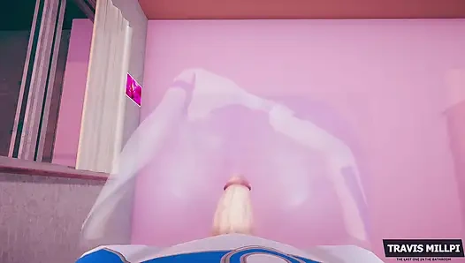 Unsichtbare frau fickt sich mit elastischem schwanz