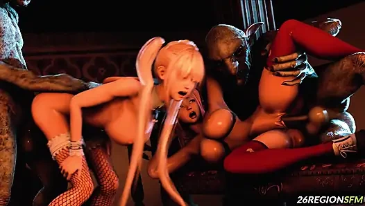 Marie и Honoka в сексе вчетвером